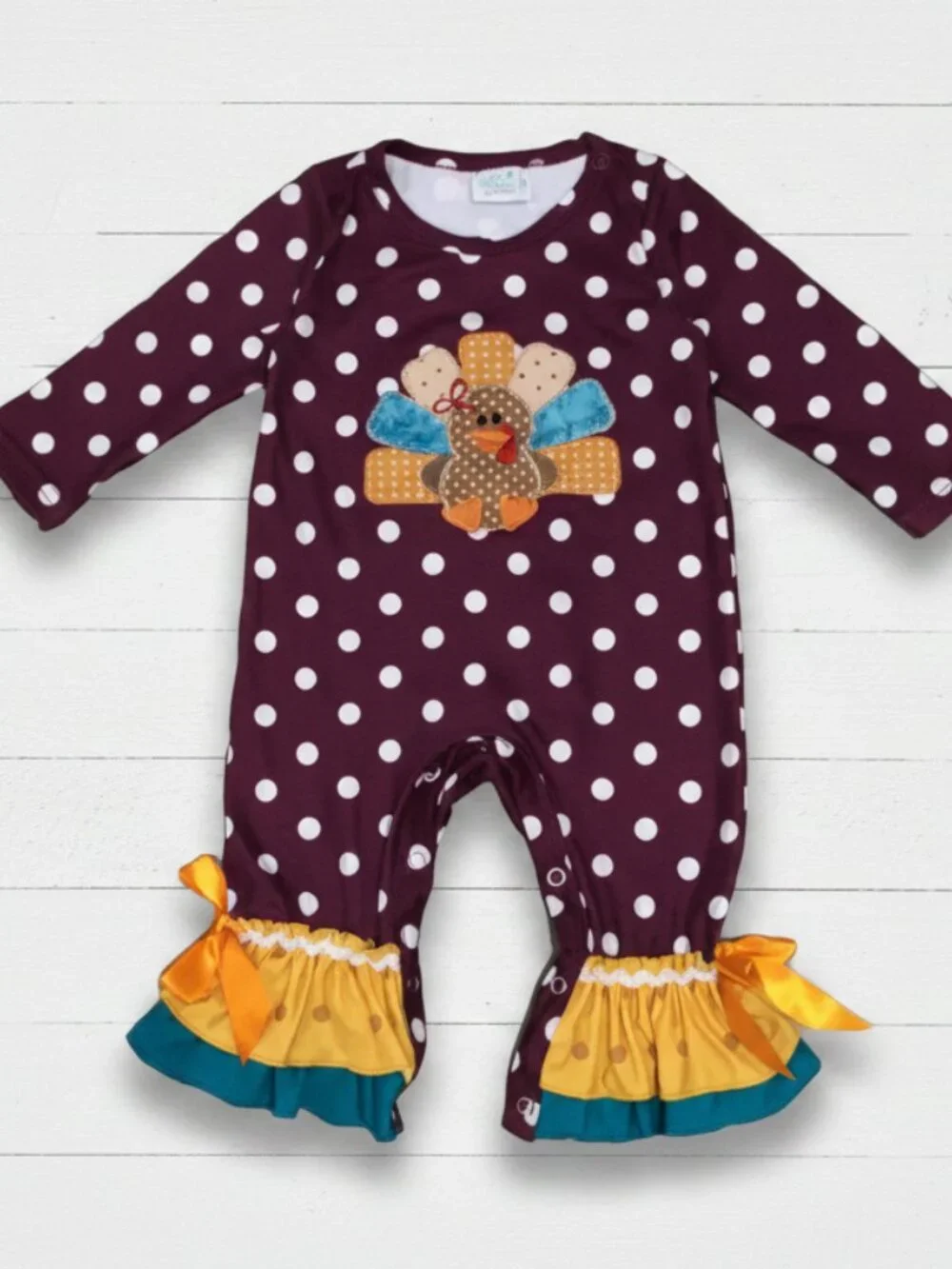 Polka Dot Turkey Boutique Ruffle Romper, toddler, girl, NWT
